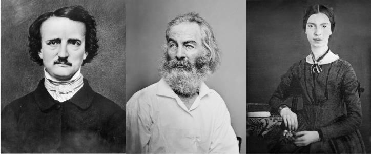 Edgar Allan Poe, Walt Whitman, and Emily Dickinson