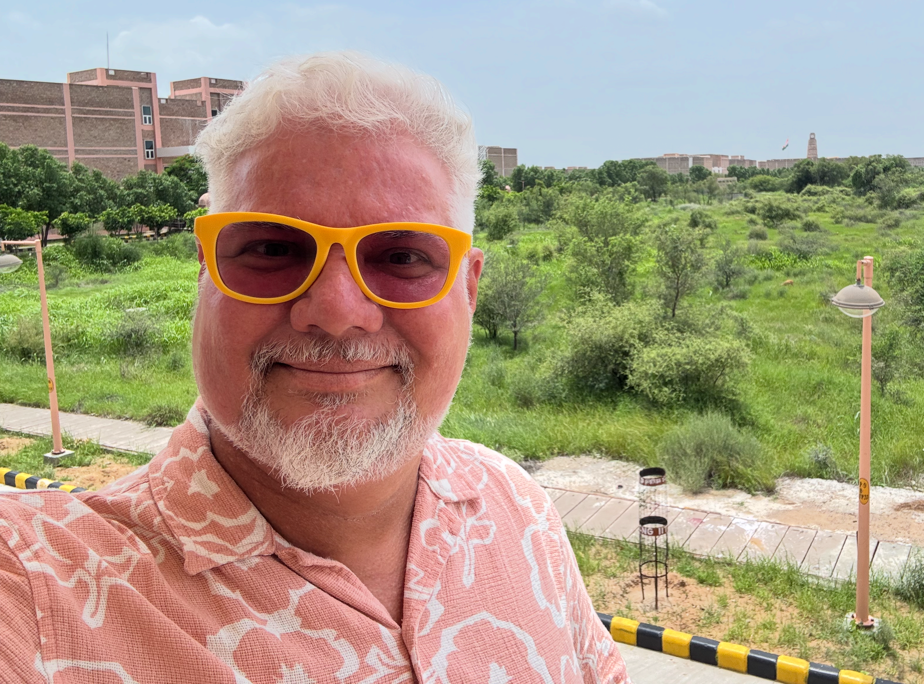 Selfie with IIT Jodhpur campus in the background.
