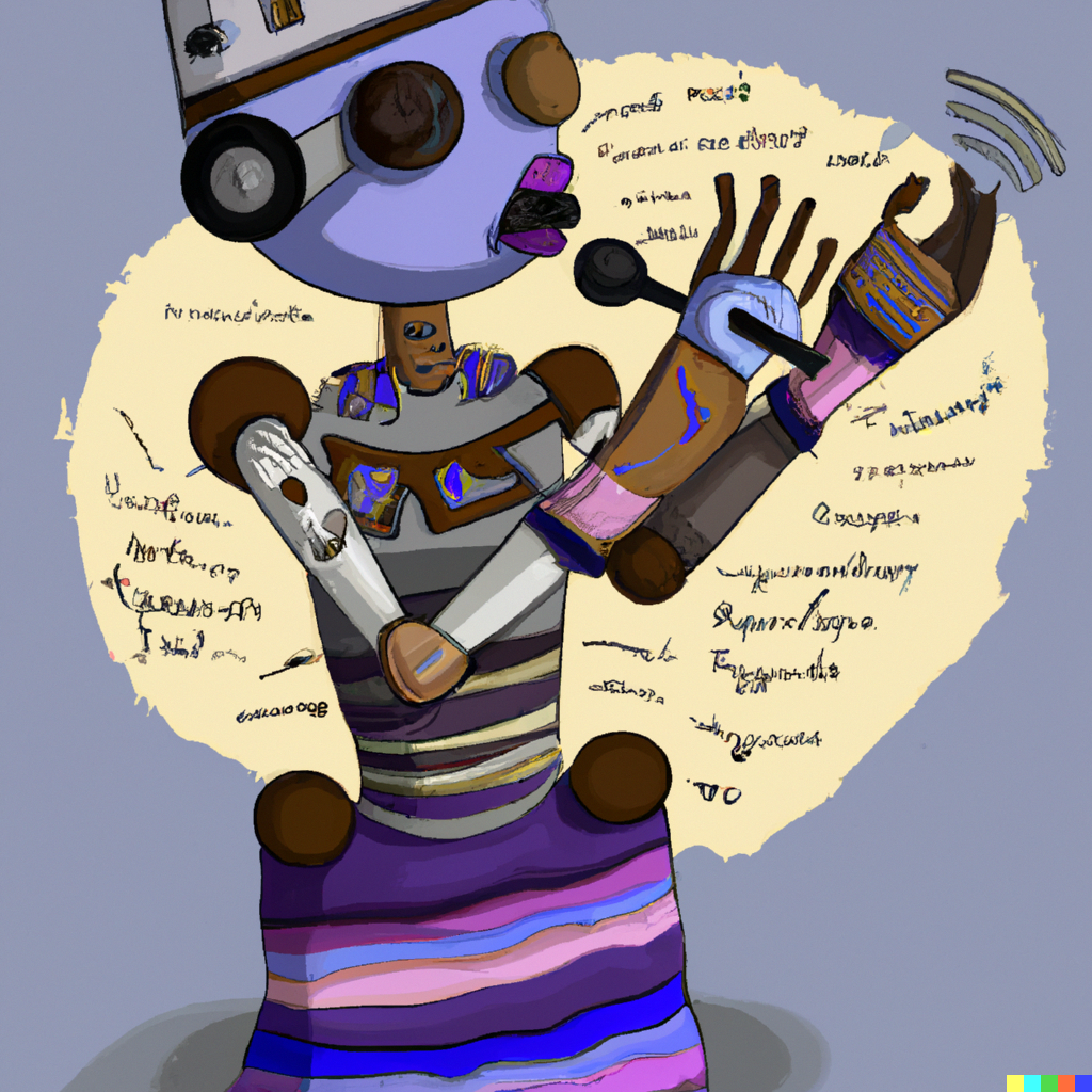 generated image of African robot poet.