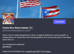 Screenshot of PRstatusdebate profile on Mastodon.