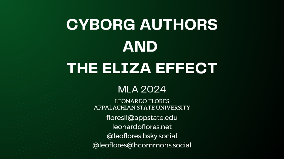 title slide: "Cyborg Authors and the Eliza Effect"